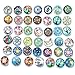 Ginooars Pack of 30 Mixed Style Glass Snaps Charm Buttons 18/20mm for Interchangeable Snaps Jewelry Making