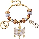 HUSURU Gold Soror Beaded Pendants Greek Sorority SGR Bracelets Life Members Gifts Jewelry