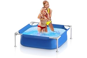 Sunrio 4ft x 12in Square Above Ground Swimming Pool with Plastic Frame for Kiddie Swimming Playing Outdoor Backyard Garden