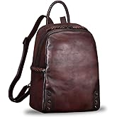 IVTG Genuine Leather Backpack for Women Vintage Real Leather Knapsack Purse Rucksack Fashion Daypack Bag High Capacity (Coffee)
