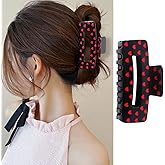 Valentine’s Day Hair Claw Clips for Thick or Thin Hairs, 1 Pack Black Red Heart Design Hair Clips No-Slip Claw Clips for Valentine’s Day Hair Accessories Acrylic Large Square Hair Jaw Clip for Women