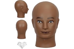 HAIRWAY Bald Mannequin Head Manikin Head Professional Cosmetology Face Makeup Doll Head for Wig Making Display Hats Eyeglasses Wig Head with T Pins
