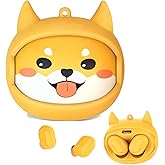 FEFURS Kids Wireless Earbuds with Rotating Chaging Case Wireless Bluetooth Earbuds for Kids, Kid Ear Buds with Mic, 88dB Safe Volume, Earphones Earpods in-Ear for Android iOS Cell Phone Laptop, Shiba