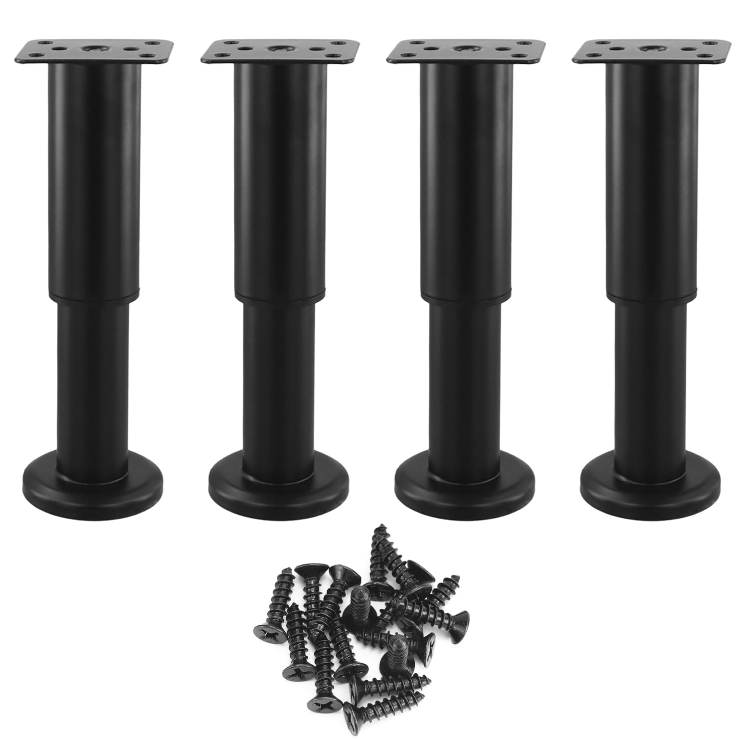 QWORK® 4 pieces adjustable furniture feet set 12cm-18cm, cold-rolled steel, including screws, for TV cabinet, cabinet, sofa, load capacity 200 kg