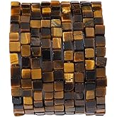 BEADIA Natural Yellow Tiger Eye Square Stone Beads 4x4mm 85pcs Cube Loose Semi Gemstone Beads for Jewelry Making Design