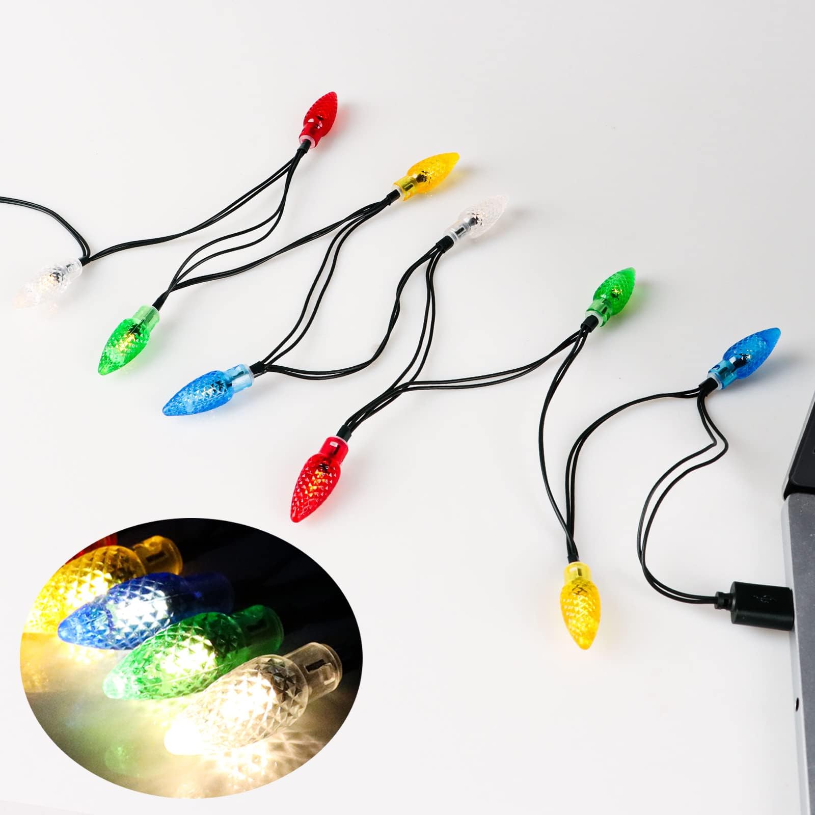 Photo 1 of 2Pack LED Christmas Lights Charging Cable,USB and Bulb Charger,50inch 10led Multicolor Available with Phone 5,5s,6,6plus,6s,6s Plus,7,7plus,8,8plus,X,XR,XS,XS Max,11Pro Max, 12 Pro max
