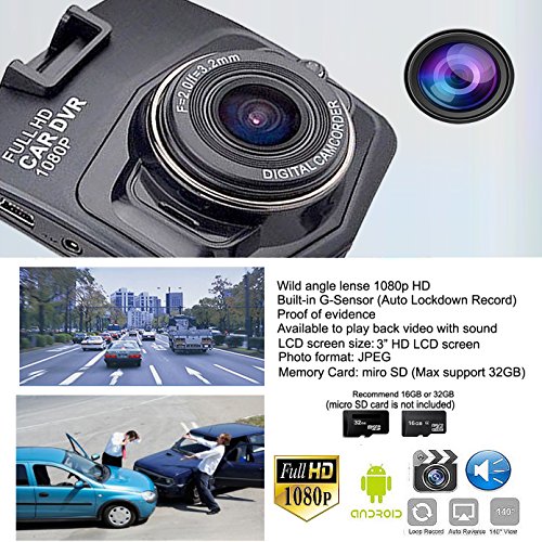 image for ICBEAMER 2.5'' Full HD 1080P Car DVR Safety Interior Vehicle Camera Vi