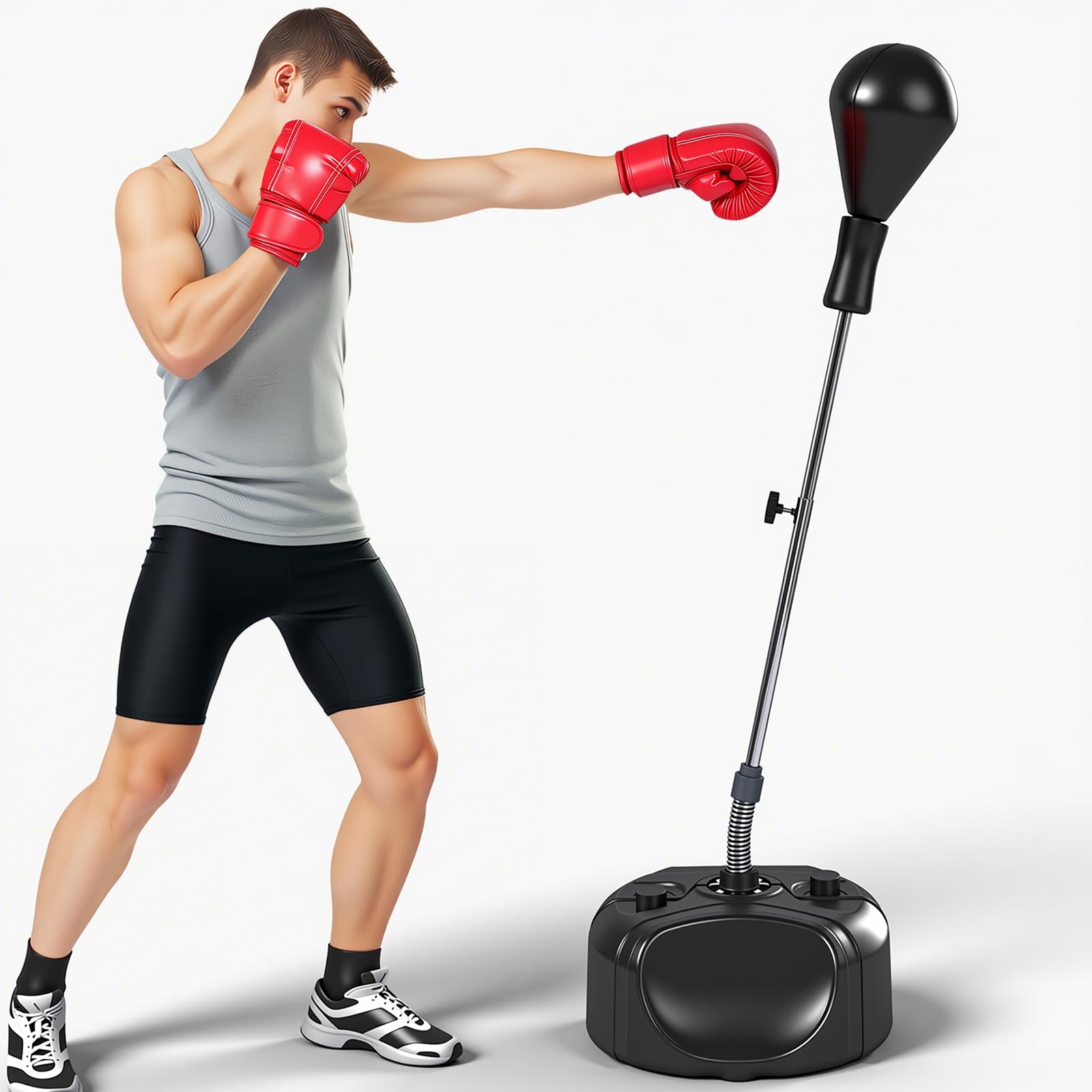 Photo 1 of *** FOR PARTS ONLY/ BASE PLATE DAMAGED**** Punching Bag with Stand, Boxing Bag for Teens & Adults -Improves Speed, Reflexes and Endurance - Height Adjustable for Training, Boxing Equipment, Stress Relief and Fitness Speed Bag