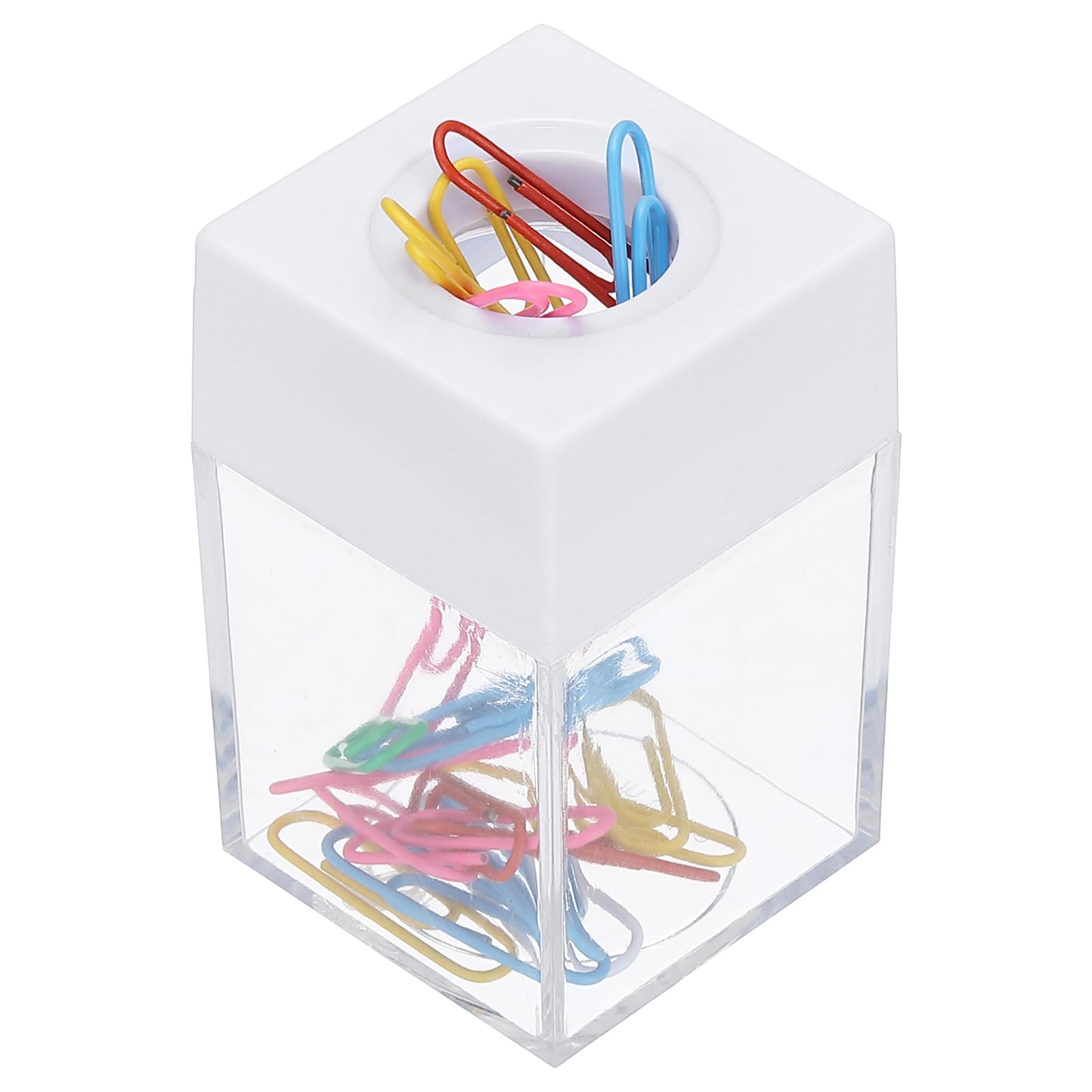 PATIKIL Magnetic Paper Clip Holder Dispenser, Large Capacity Paper Clip Organizers with Magnetic Top for Desk Supplies, Office, Classroom, Home, White