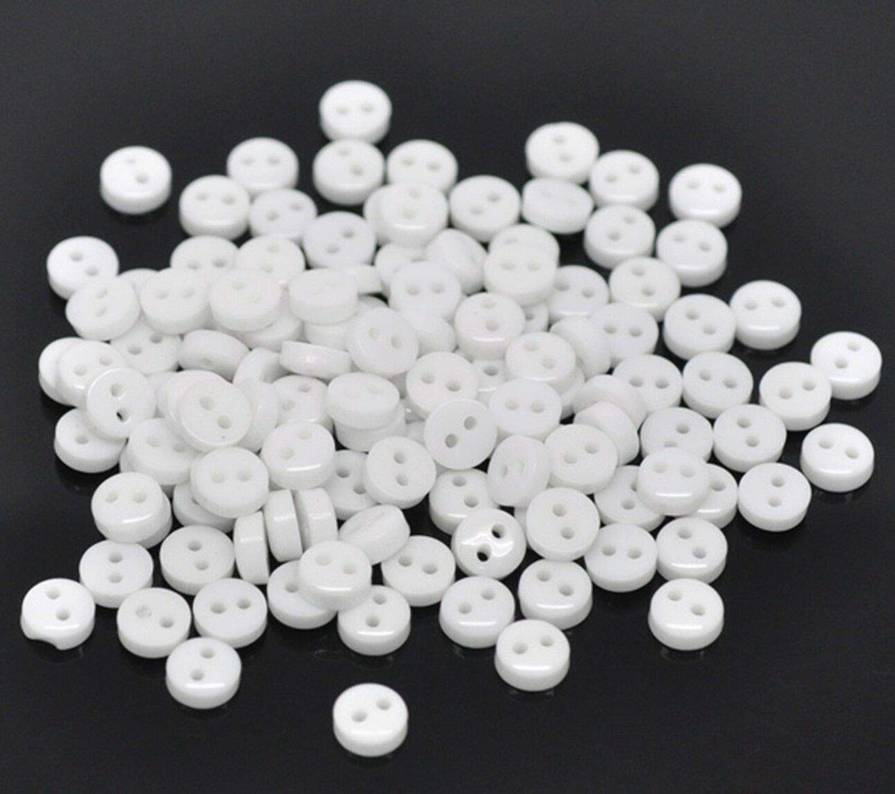 1000 x Round 2 Hole Sewing Buttons for Clothing Knitting, Crafts, Scrapbooking, etc. (White, 6mm)