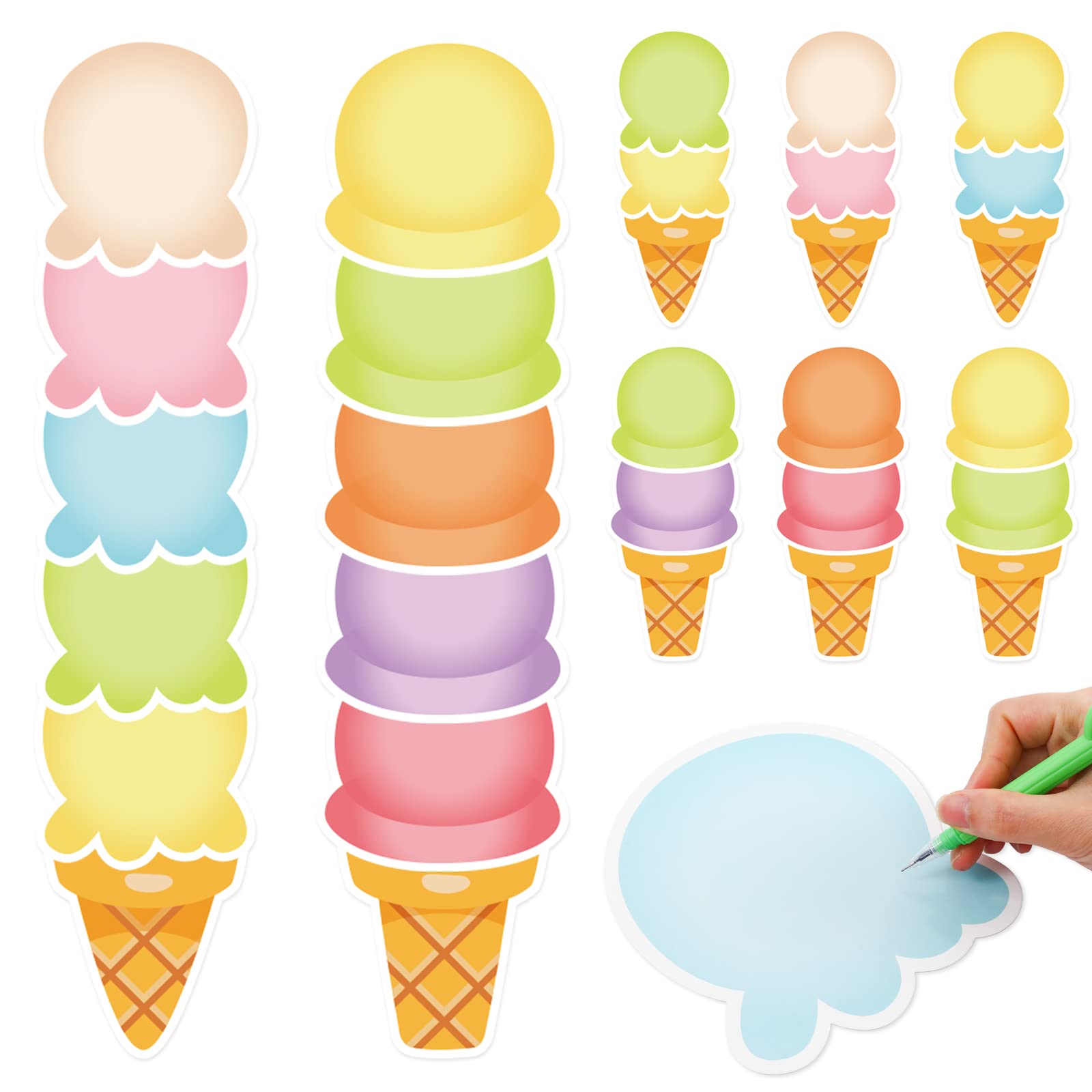 MixTeach 200 Pcs Paper Ice Cream Cone Cutouts Classroom Decorations - View #2