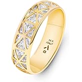 Amberta Italian 14K Gold Statement Ring for Women | 14K Gold Ring | Gold Diamond Cut Rings for Women | Gold Band Ring for Woman 14K