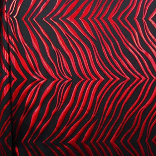 Red Metallic Spandex Zebra Print Fabric By the Yard