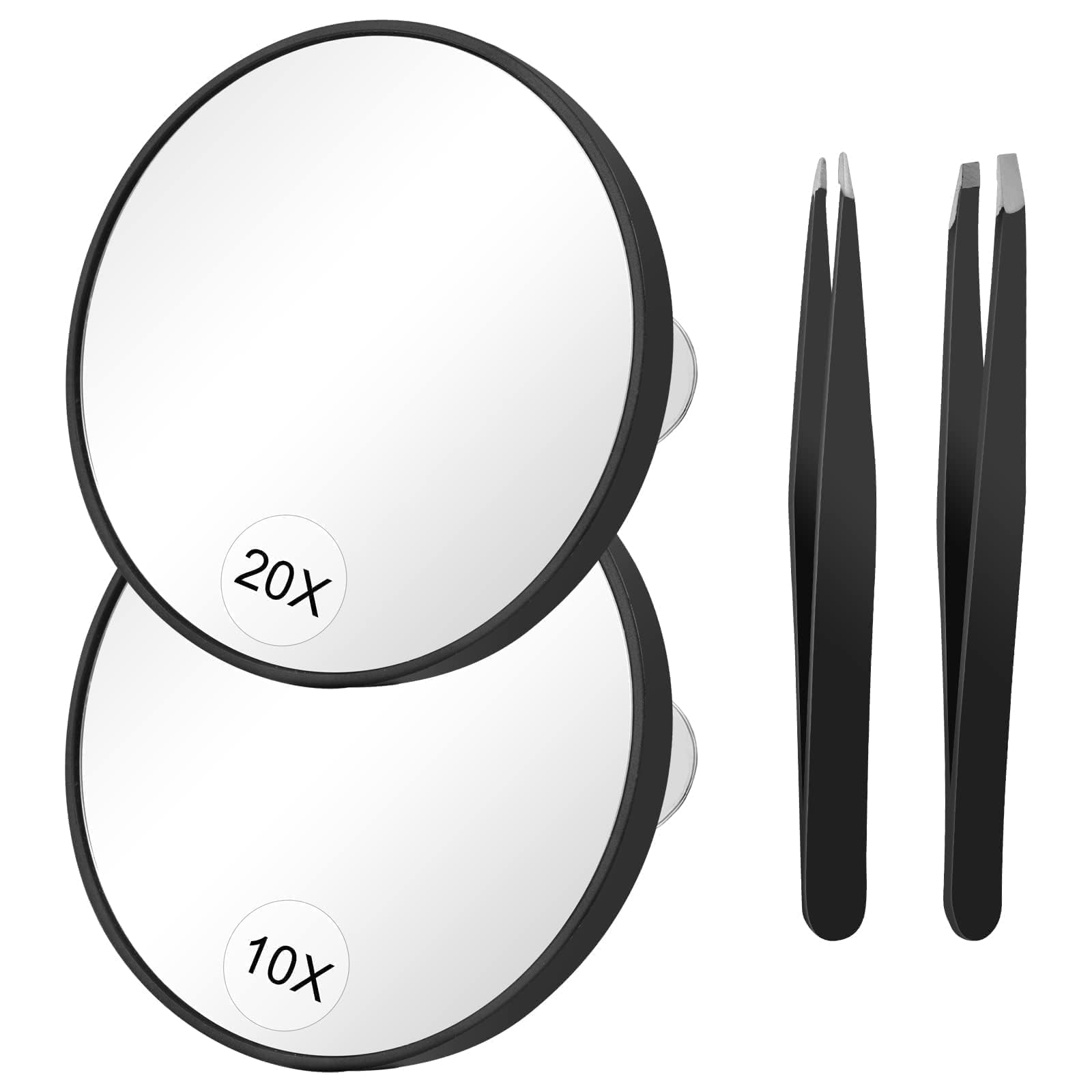Linkstyle 10X 20X Magnifying Mirror: Portable Travel Makeup Mirror with Suction Cup and Tweezers for Plucking Eyebrows
