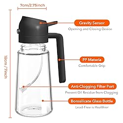 YRRAMATE 16oz/470ml Glass Olive Oil Sprayer for