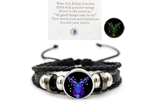 AKTULLY Zodiac Signs Spirit Bracelet Zodiac Bracelet for Women Men Adjustable 12 Constellation Bracelet Multilayer Zodiac Black Leather Bracelets Zodiac Sign Wrap Bracelet for Women Men Birthday Jewelry