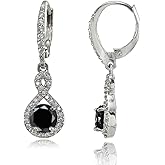Sterling Silver Cubic Zirconia Infinity Dangle Leverback Earrings