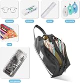 Hoinya Large Pencil Case Canvas 2 Compartments Grey view 3