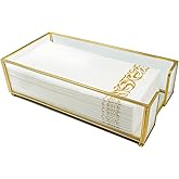 Shonmogar Guest Towel Holder,Glass Napkin Holder for Bathroom,Gold Bathroom Napkin Holder with Feets,Stylish Guest Towel Holder Tray for Bathroom Toilet Kithcen Dining Table Party Decor