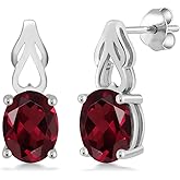 Gem Stone King 9X7MM Oval Gemstone Birthstone Drop Dangle Earrings For Women | 925 Sterling Silver | Fine Jewelry Gifts for Her Mom Women Wife