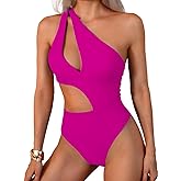 EHSUYAB Sexy Womens One Piece Swimsuit, Cut Out One Shoulder Tummy Control Bathing Suit, Cheeky Monokini Vacation Pool Party