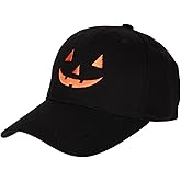Halloween Pumpkin Baseball Cap, Adjustable Halloween Embroidered Hat with Spooky Pumpkin Face for Men Women
