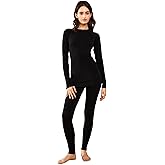 LEADHALO Midweight Merino Wool Base Layer Women Set, Moisture Wicking Warm Women's Thermals Top and Bottom for Ski Snowboard