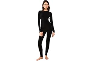 LEADHALO Midweight Merino Wool Base Layer Women Set, Moisture Wicking Warm Women's Thermals Top and Bottom for Ski Snowboard