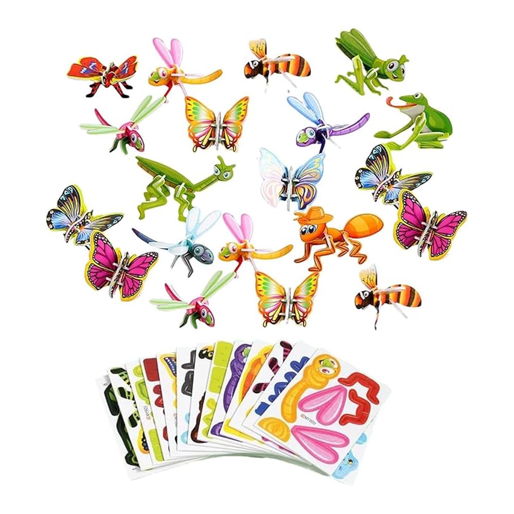 Sarini 90pcs 3D Interesting Insect Stereoscopic Puzzle, Puzzle Assembling DIY Handmade For Boys And Girls, Providing Hands-On Ability And Thinking Ability (Insects, Dinosaurs, Animals)
