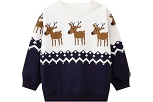 HILEELANG Toddler Boy Sweatshirts Crewneck Long Sleeve Pullover Cotton Graphic Christmas Clothing