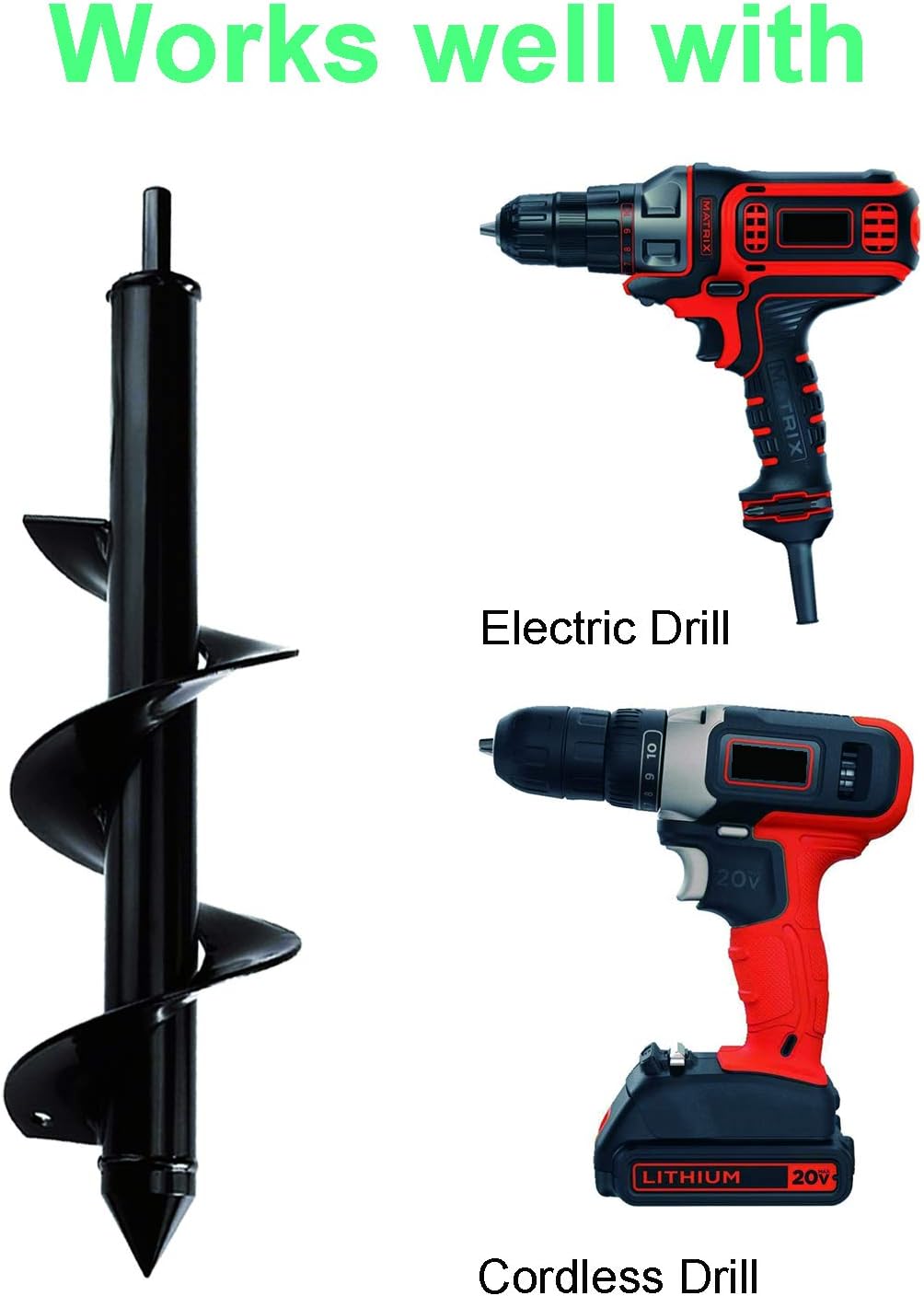 Auger Drill Bit Set for Planting - Garden Spiral Hole Drill Planter, Bulb & Bedding Plant Augers, Post or Umbrella Hole Digger for 3/8” Hex Drive Drill: Home Improvement