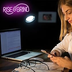 CKTBLEY Rise & Grind Neon Sign Pink Hustle LED Neon