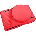G7X Mark III Case, Soft Silicone Protective Case Cover for Canon Powershot G7X Mark III Digital Camera, Durable Camera Body Skin Protector with Removable Lens Cover - Red