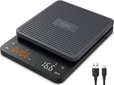 BAGAIL BASICS Digital Coffee Scale 3kg with Timer USB-C Rechargeable 0.1g