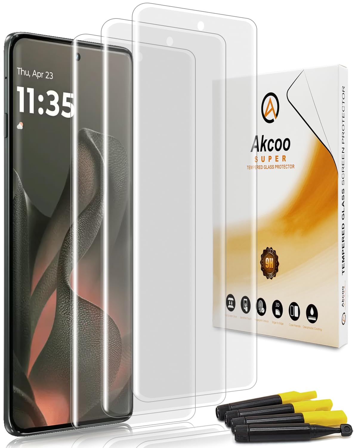 Photo 1 of Akcoo Matte Screen Protector for Motorola Edge 2025, UV Tempered Glass [3 Pack], Anti Glare, Edge to Edge Protection, 9H hardness, Sensitive and Soft Touch