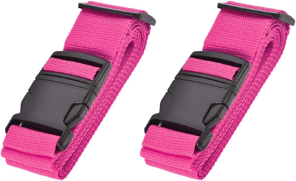 sourcing map Luggage Straps Suitcase Belts with Buckle Label, 2Mx5cm Adjustable PP Travel Bag Packing Accessories, Rose Red 2Pcs