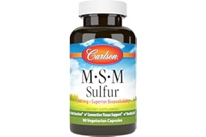 Carlson - M-S-M Sulfur, 1000 mg Superior Bioavailability, Joint Function, Connective Tissue Support & Healthy Skin, 90 Vegetarian Capsules