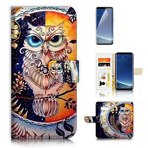 ( For Samsung S8 Plus / S8+ ) Flip Wallet Case Cover and Screen Protector Bundle A20482 Night Owl