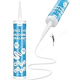 PAULINN White Silicone Caulk, 100% Silicone Waterproof Sealant Adhesive Caulking Tool for RV Marine Home Window Roof Door Kit