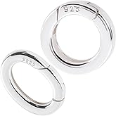 HINZIC 2pcs Sterling Silver Oval Round Clasp Hypoallergenic Tiny Necklace Shortener Enhancer Carabiner Snap Lobster Clip Spring Wedding Ring Connector for Women Bracelet Jewelry Making - 2 Sizes