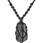 Raw Black Tourmaline Necklace – Handmade Macramé Crystal Pendant – Adjustable necklace Gift for Everyday Balance