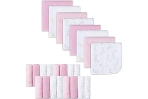 softan Baby Washcloths, 24Pack Baby Wash Cloths Extra Soft & Ultra Absorbent, Baby Towels and Washcloths Face Towel Unisex for Boys Girls Body, Washclothes Gentle on Sensitive Skin, 9x9 Flamingos