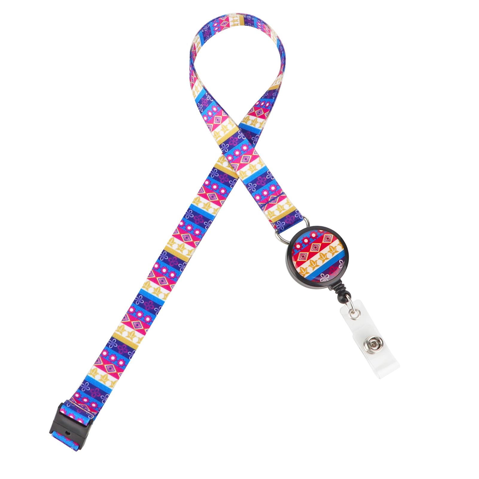 LGEGE Breakaway Lanyard with Retractable Badge Reel, Safety Breakaway Buckle, ID Badge Access Card Attendance Card Key Holder, Artistic Design (Classics Decorative Pattern)