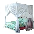 Mengersi 4 Corner Bed Canopy Canopy Bed Curtains Royal Luxurious Cozy Drapes -Bed Frame Draperies Bedroom Decoration (Full, White)