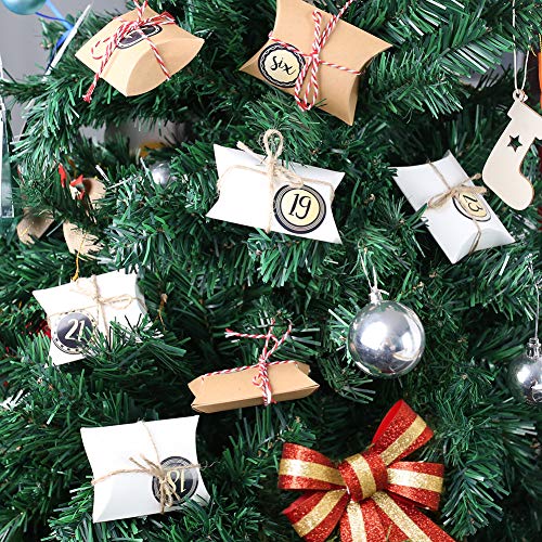 VGOODALL Adventskalender zum befüllen, 24 Adventskalender Kraftpapier Tüten mit 24 Zahlenaufklebern Weihnachts-Geschenktüten Kissenschachtel für Weihnachtsdeko zum DIY zum Basteln