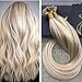 Pre Bonded 14inch Pre Bonded Human Hair Flat Tip Extensions Piano Color Ash Blonde #18 and Color 613 Blonde Highlight Color Real Human Hair Extensions 50 Strands Per Package