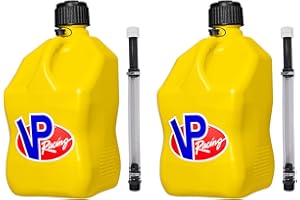 VP Racing 3552-CA, 5.5-Gallon Square Motorsport Jug Yellow w/ 14" Deluxe Hose Close-Trimmed Cap and Neck for Tight Seal (2 Pa