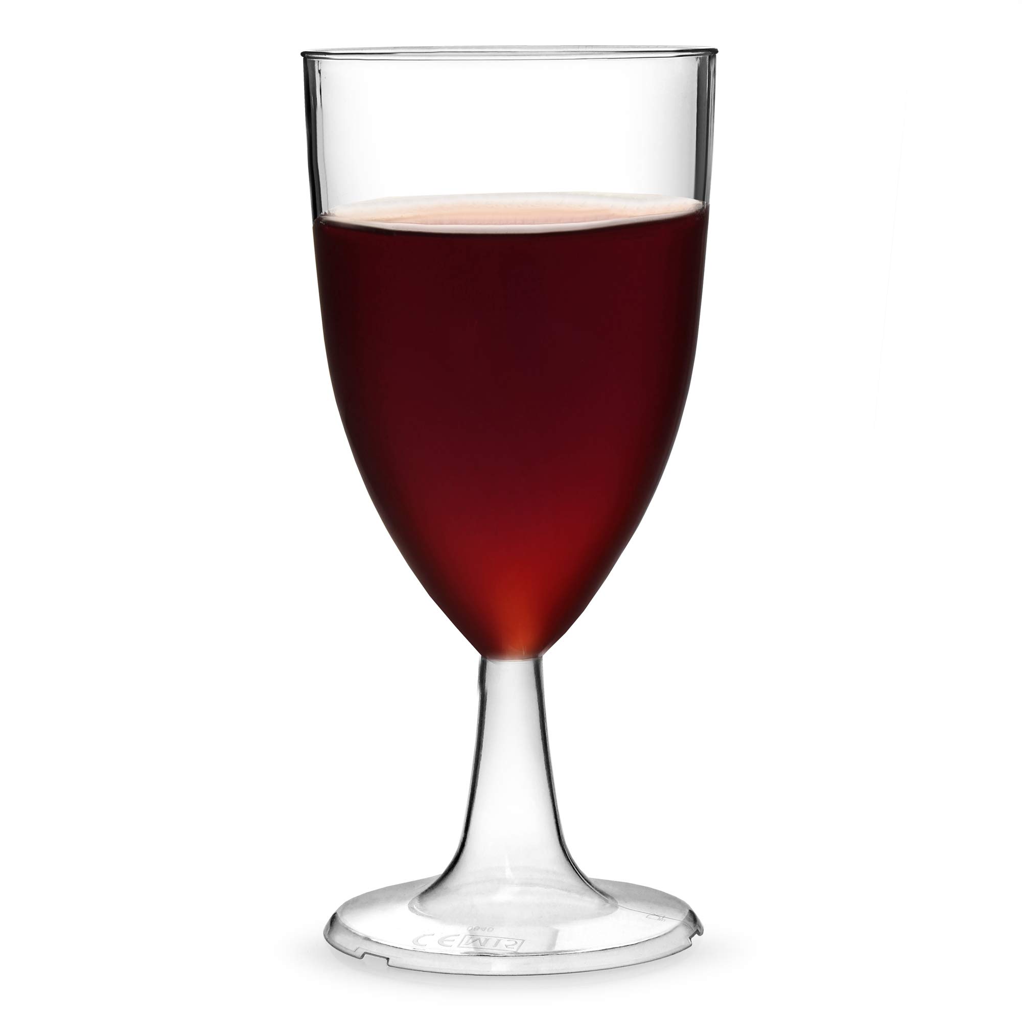 Disposable Plastic Tulip Wine Glasses 215ml CE Lined at 125ml & 175ml - Set of 4 - Disposable Wine Glasses