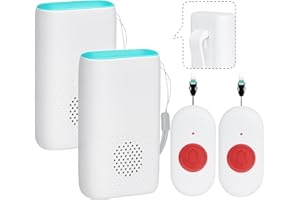 MERLRR Wireless Caregiver Pager Nurse Alert System SOS Call Button Vibration Pager Nurse Calling Alert System with 58 Melodies 4 Adjust Volume Levels for Patients Seniors Elderly Monitoring at Home