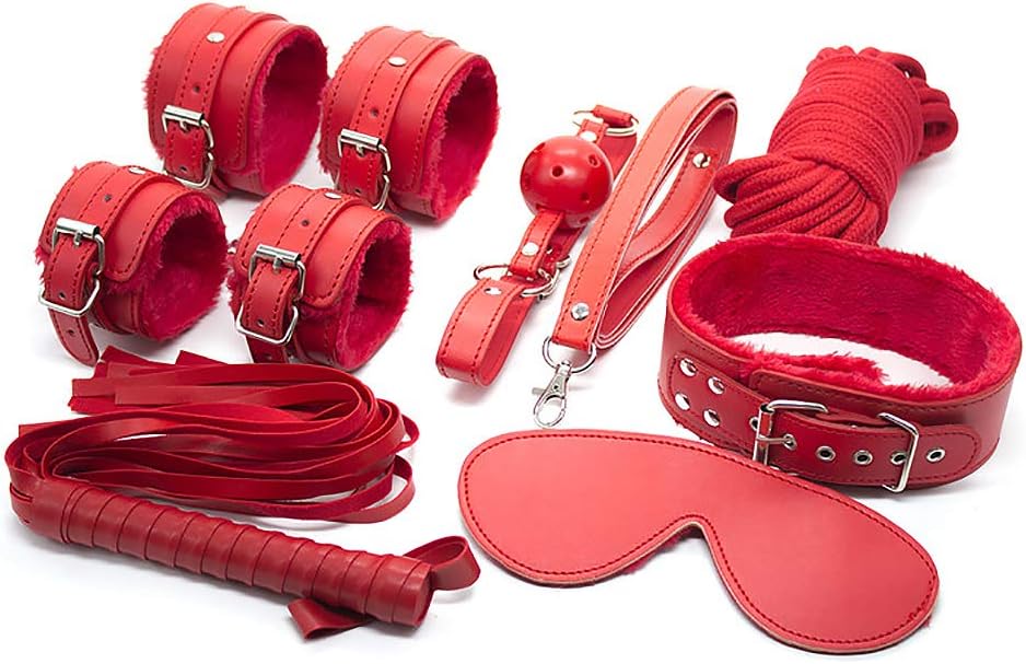 KIMMAO Red 6-Piece Set (Rivet Trimmed Eye mask 10-Meter Rope)